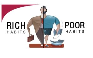 Illustration comparing rich and poor habits.
